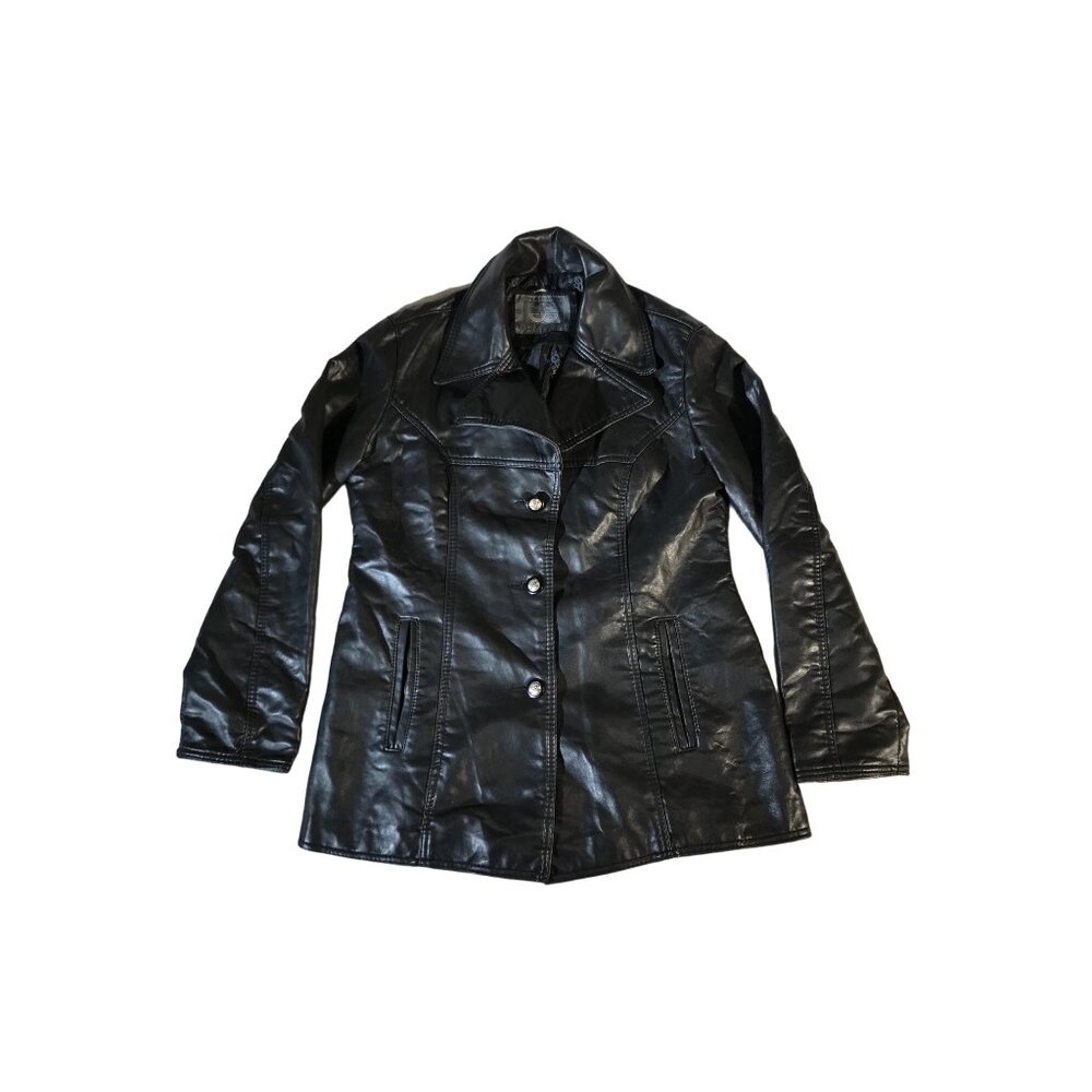 GG Genuine Garment Women's Blacks Button Down Leather Coat